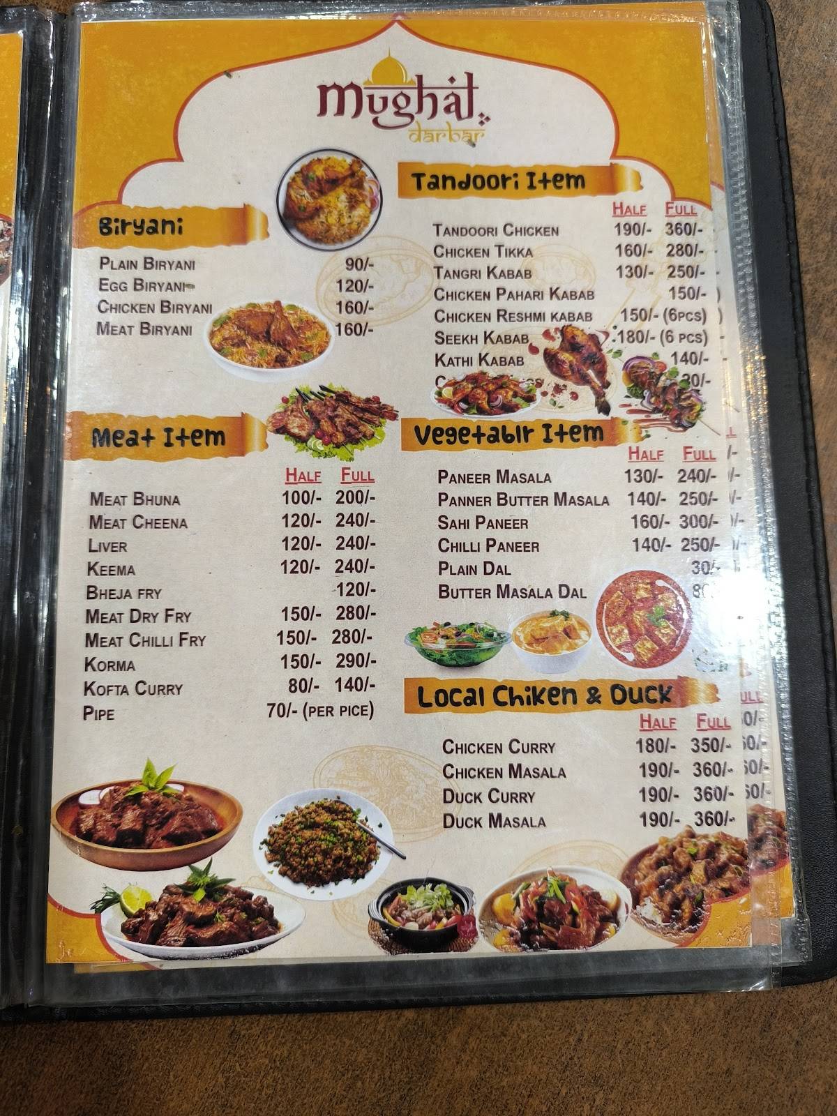 MUGHAL DARBAR HOTEL & RESTAURANT menu