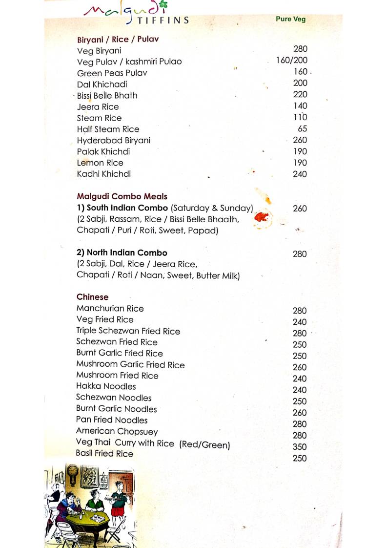 Malgudi Tiffins menu