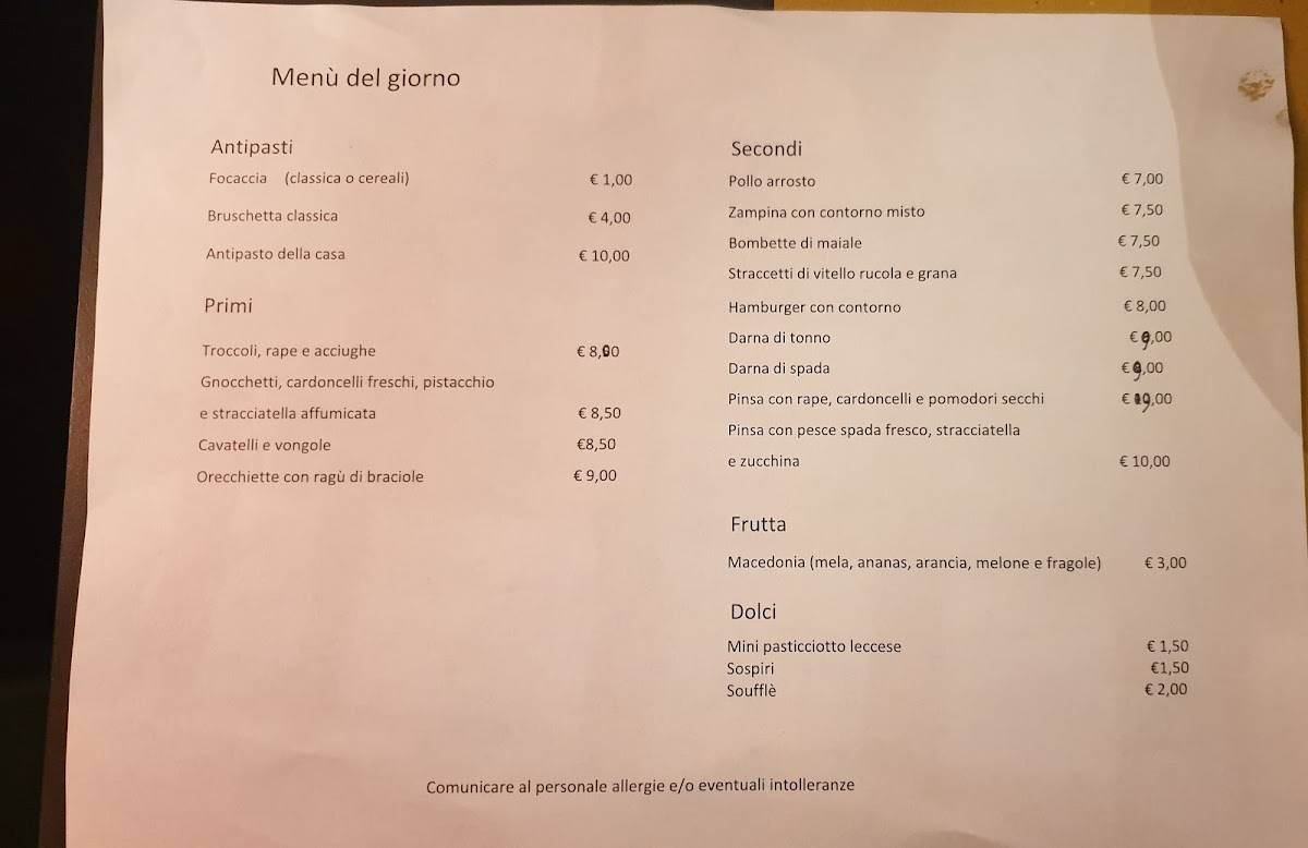 Menu di Mamapulia 