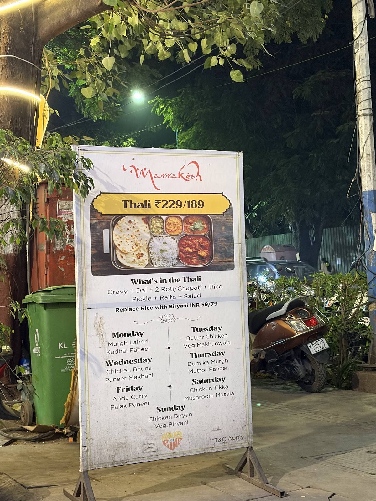 Marrakesh menu