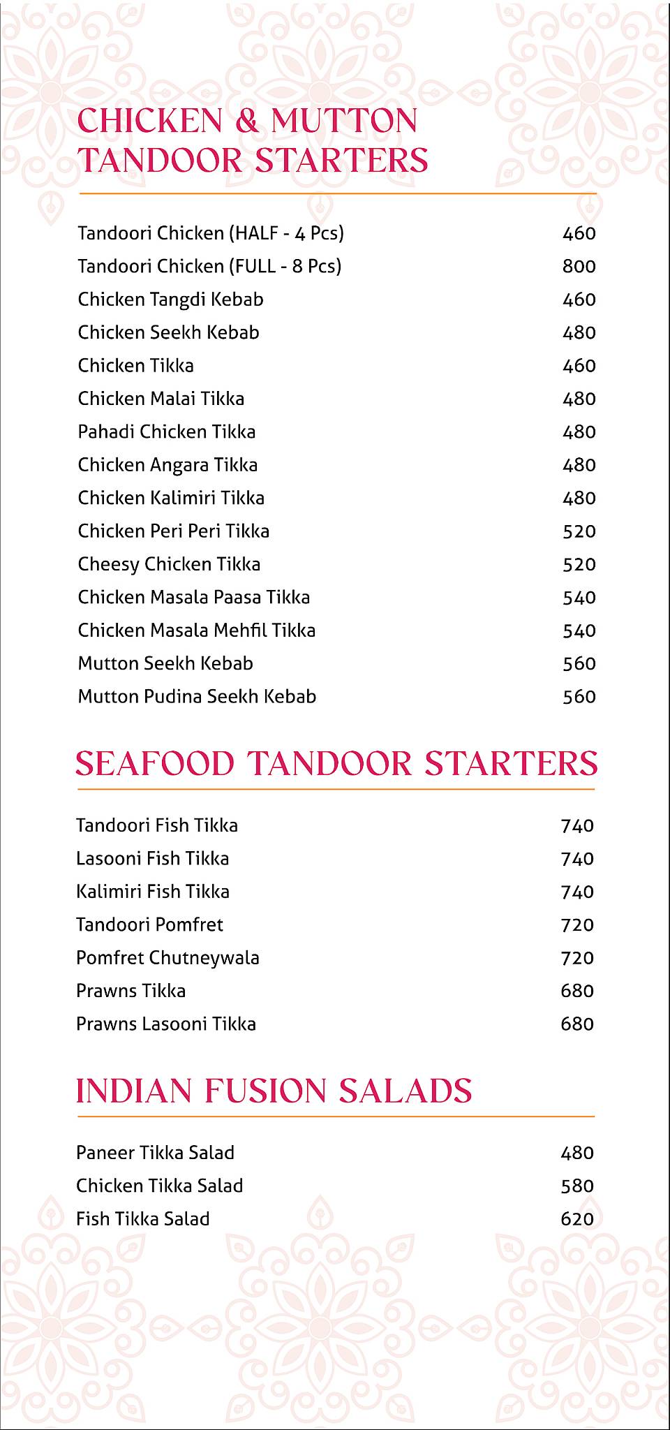 Masala Mehfil menu
