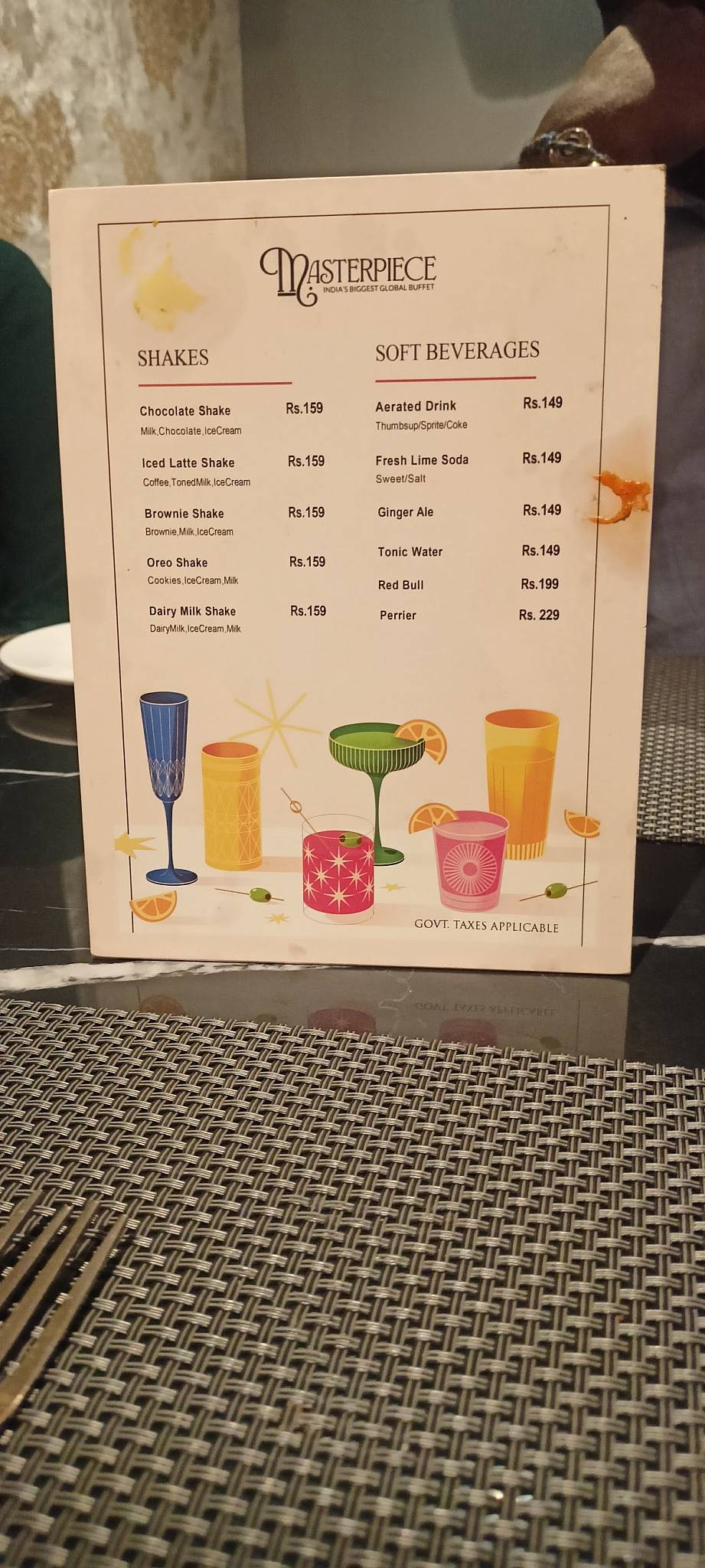 Masterpiece Buffet menu