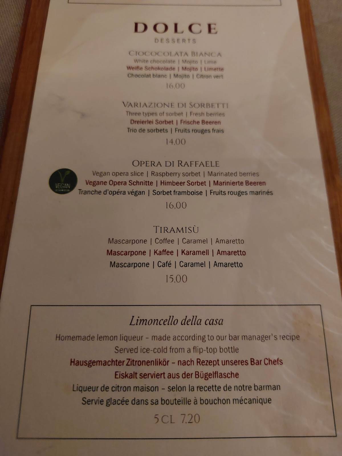 Menu de Restaurant "Medici"