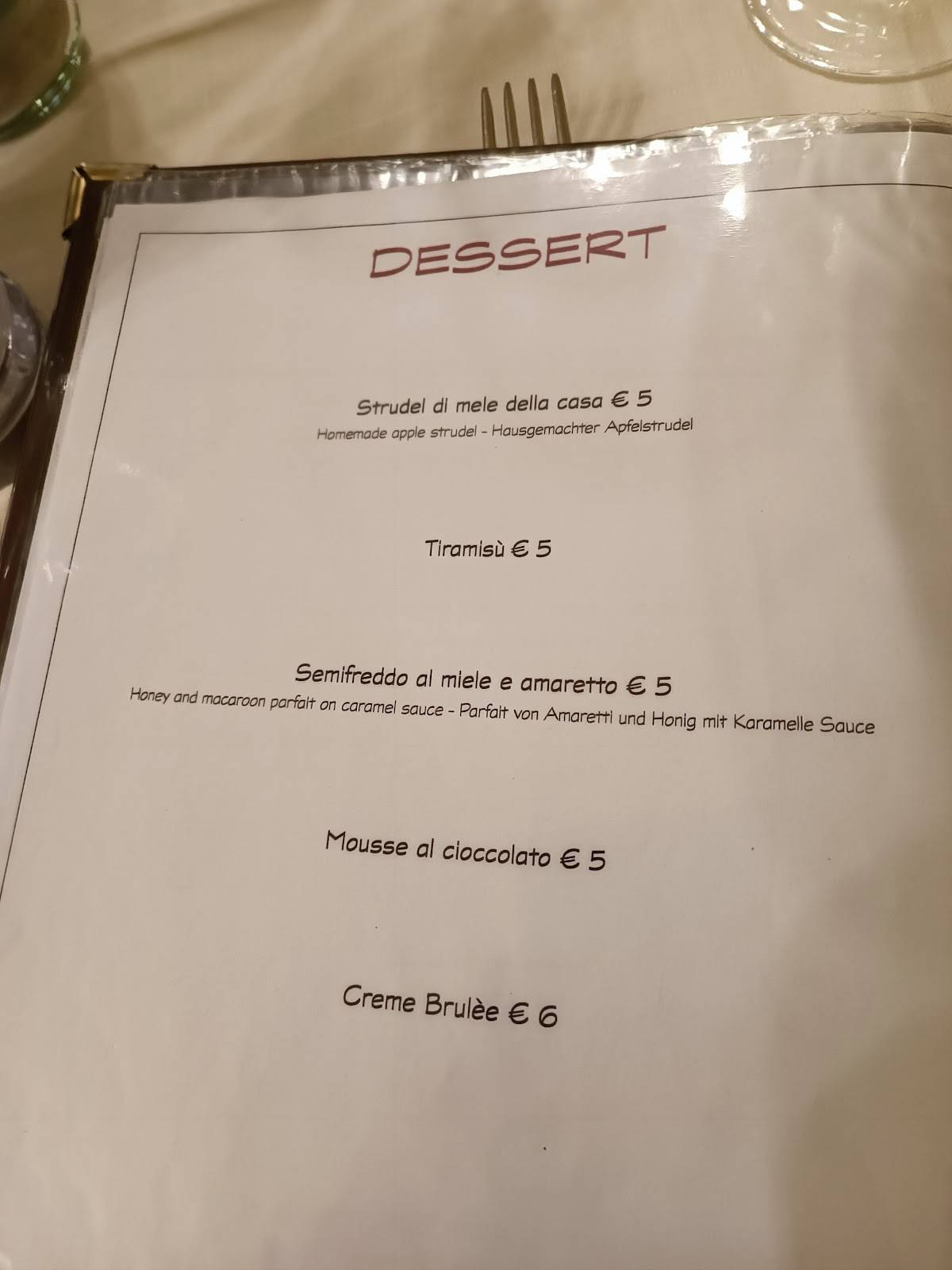 Menu di Menarosti 