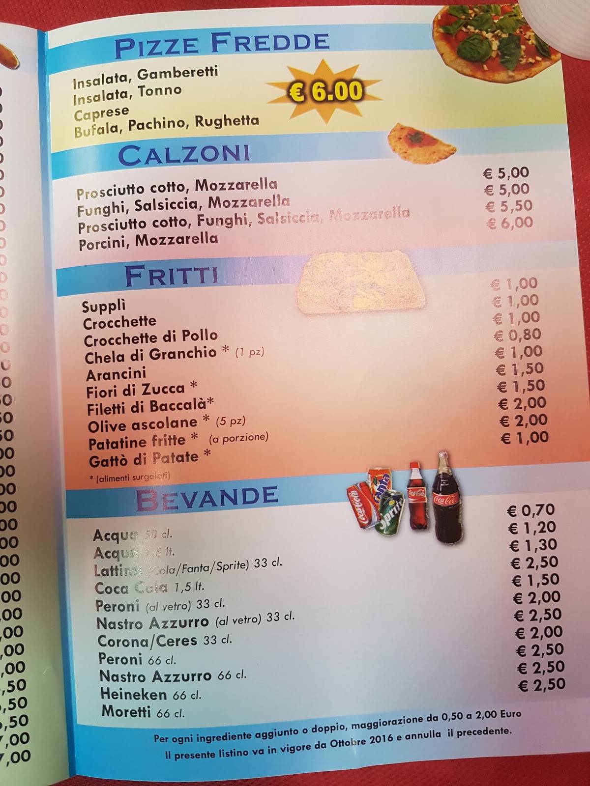 Menu di Mi.Ro. Pizzeria 