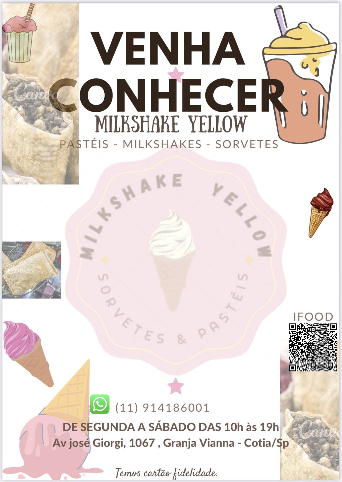 Milkshake Yellow Pastéis e Sorvetes cardápio