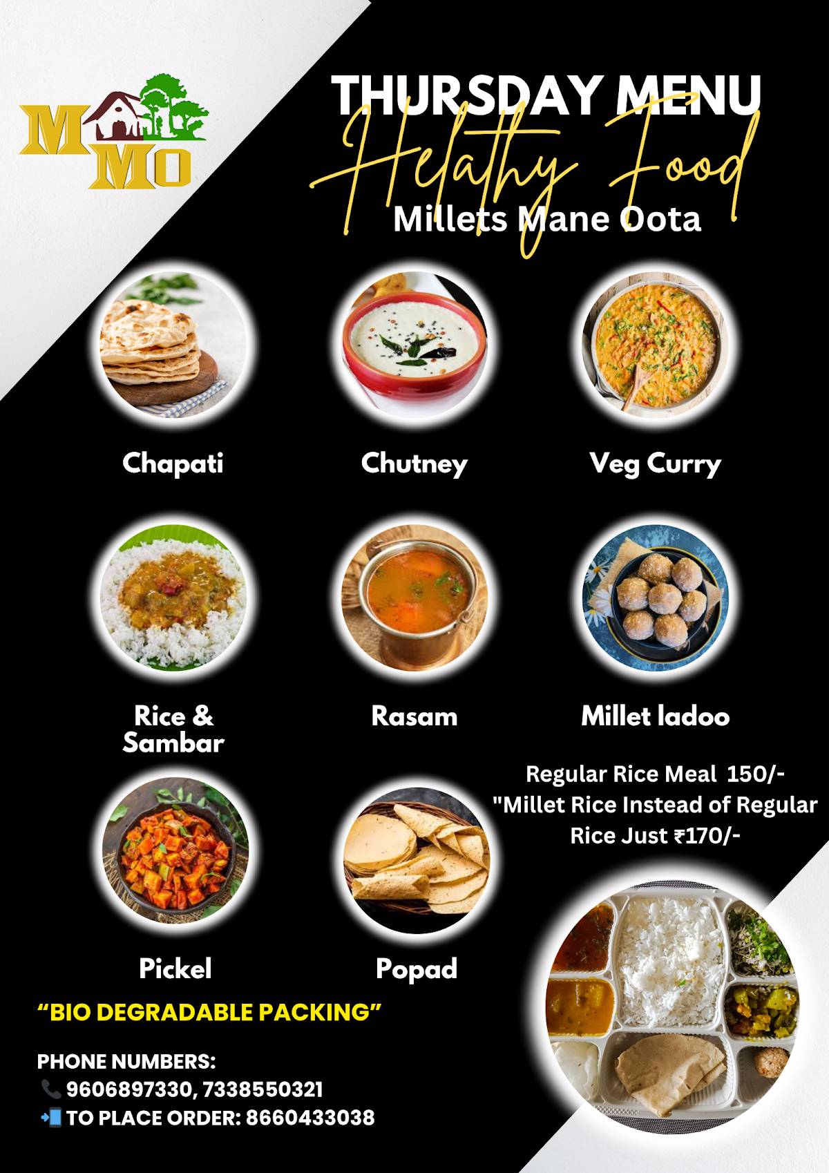 Millets Mane Oota menu