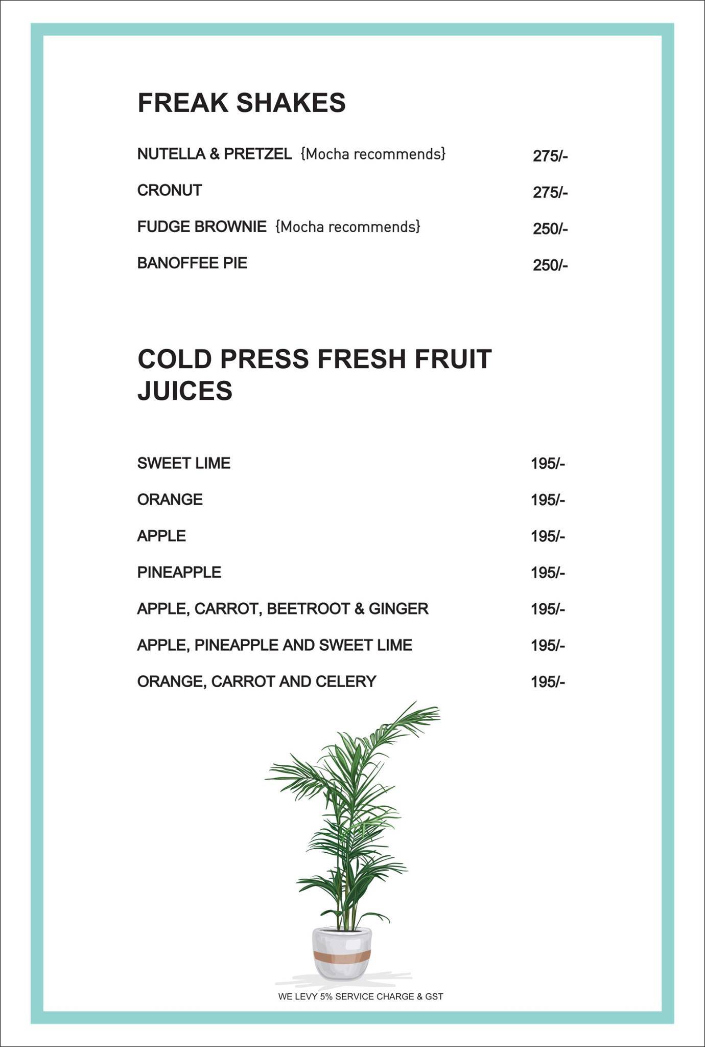 Mocha - Cafe & Bar menu