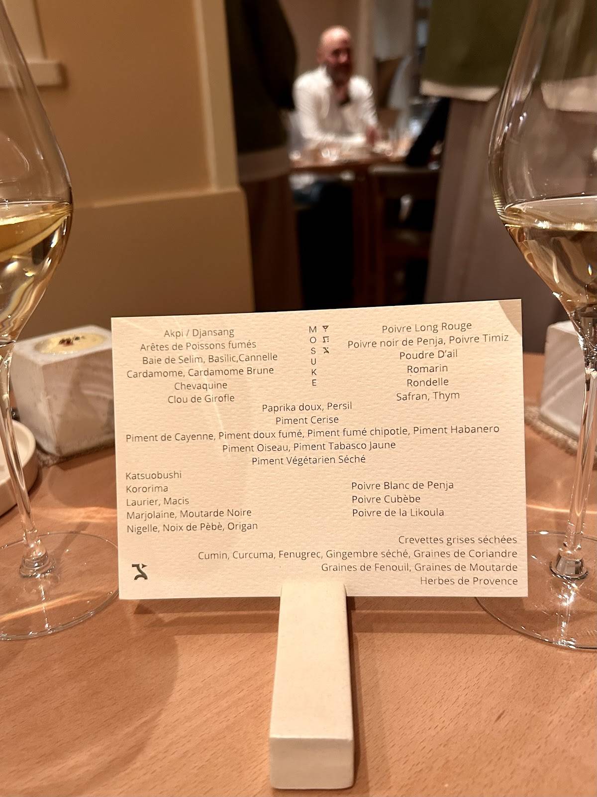 Menu de Mosuke
