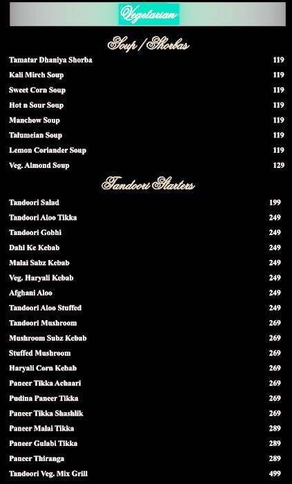 Moti Mahal Delux menu