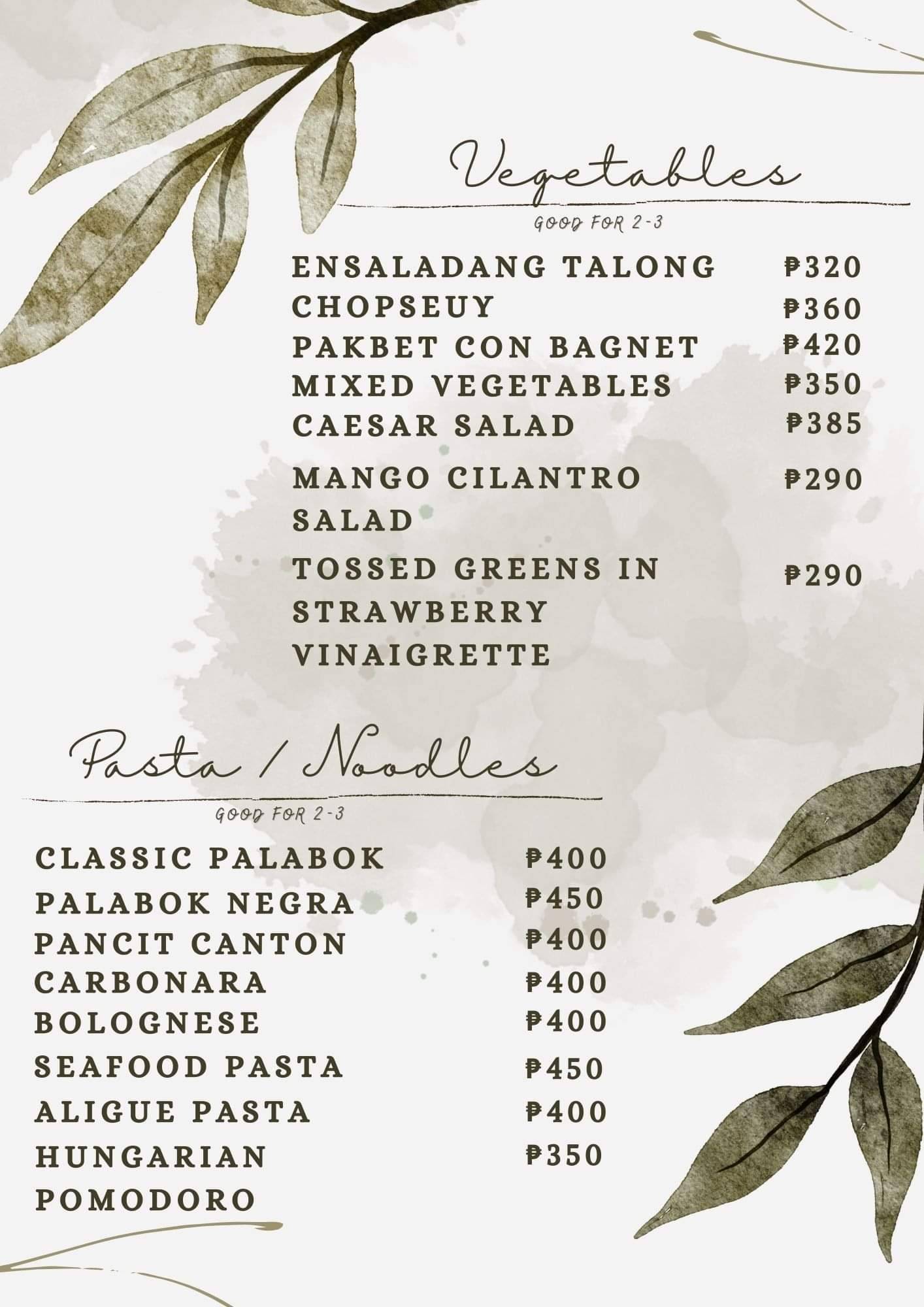 Menu at Myons Cuisine restaurant, Quezon City
