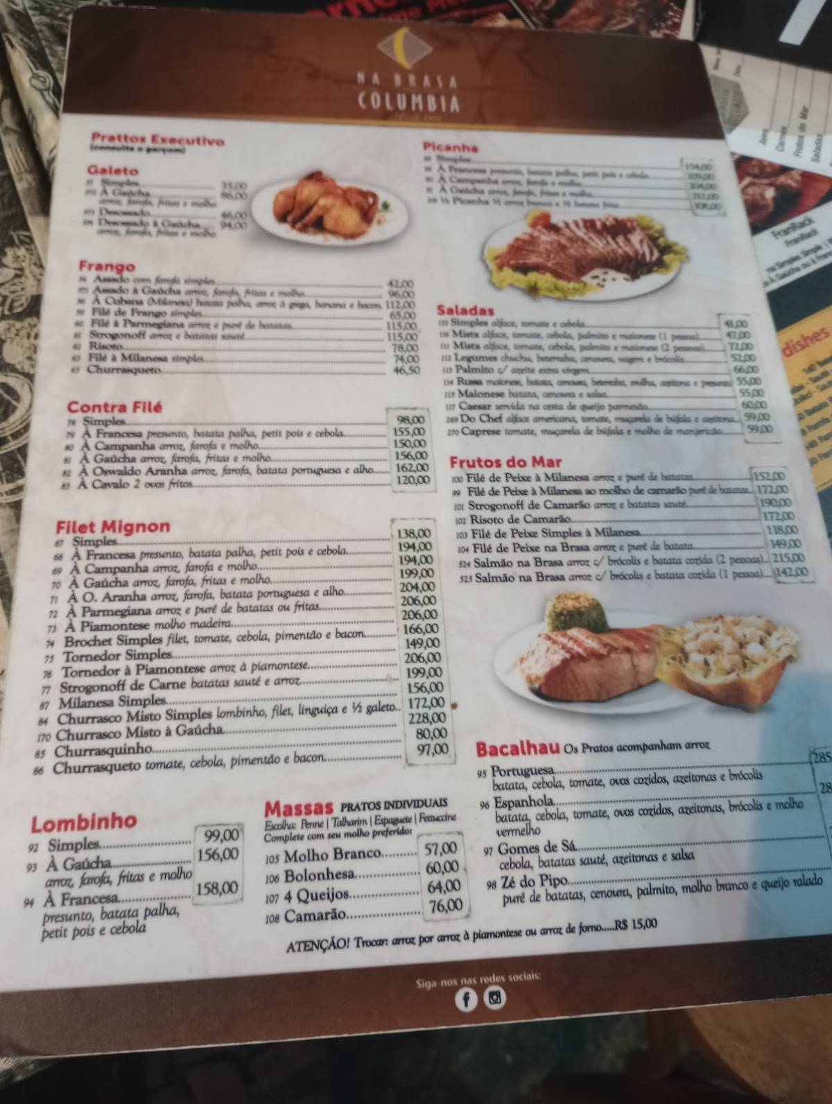 Na Brasa Columbia - Tijuca cardápio