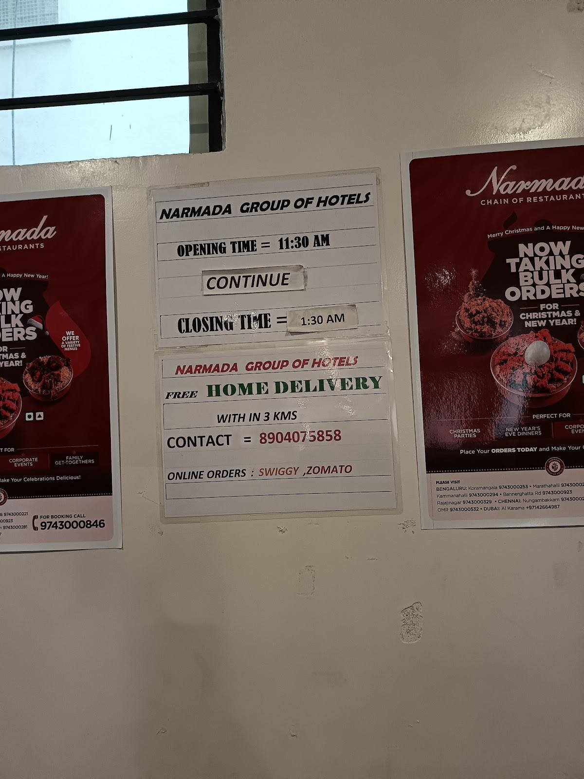 Narmada Restaurant Rajaji Nagar menu