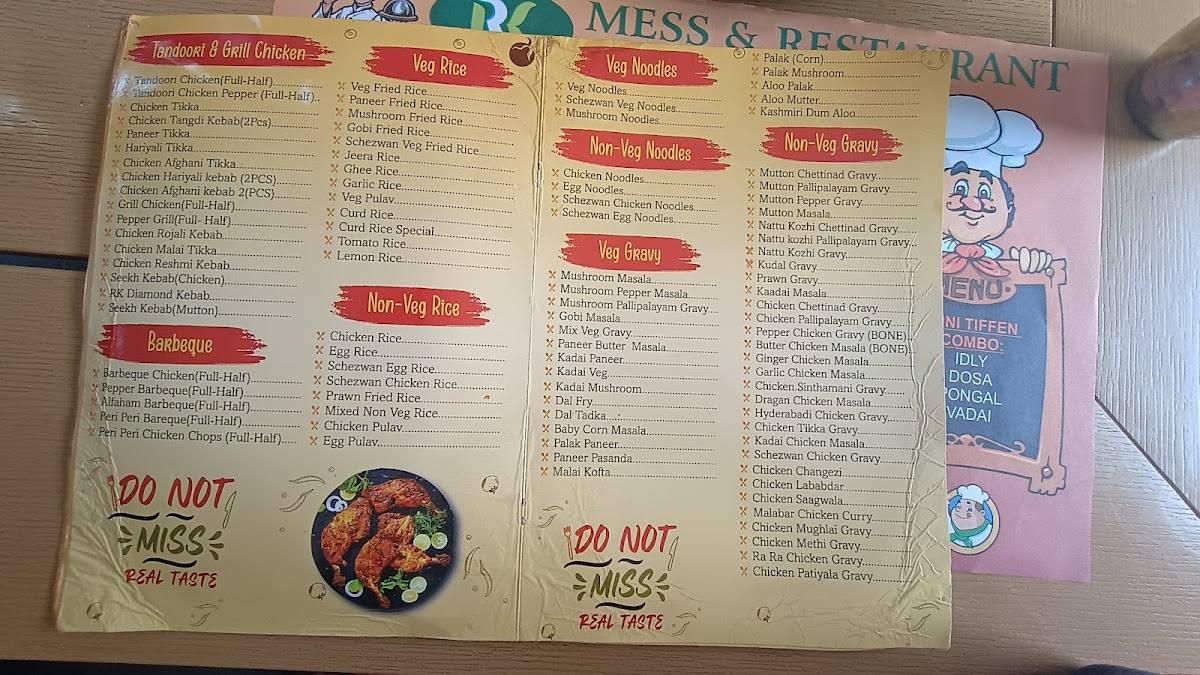 RK Mess & Restaurant menu