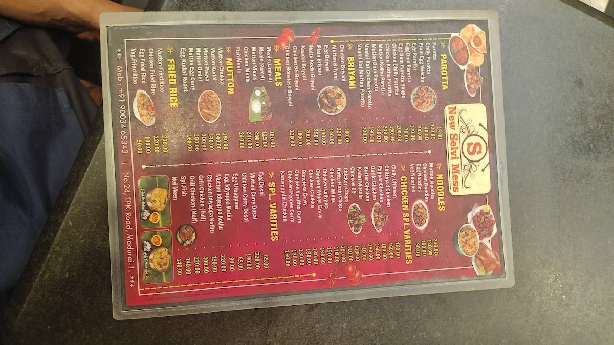 New Selvi Mess menu