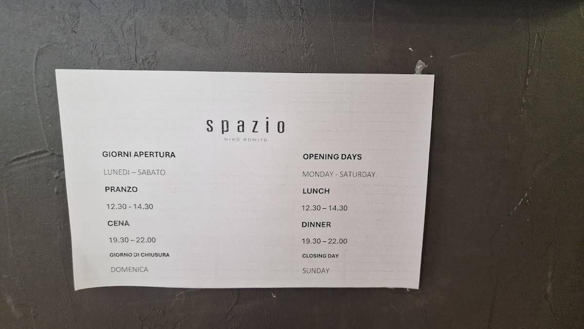 Menu di Spazio Niko Romito Ristorante 