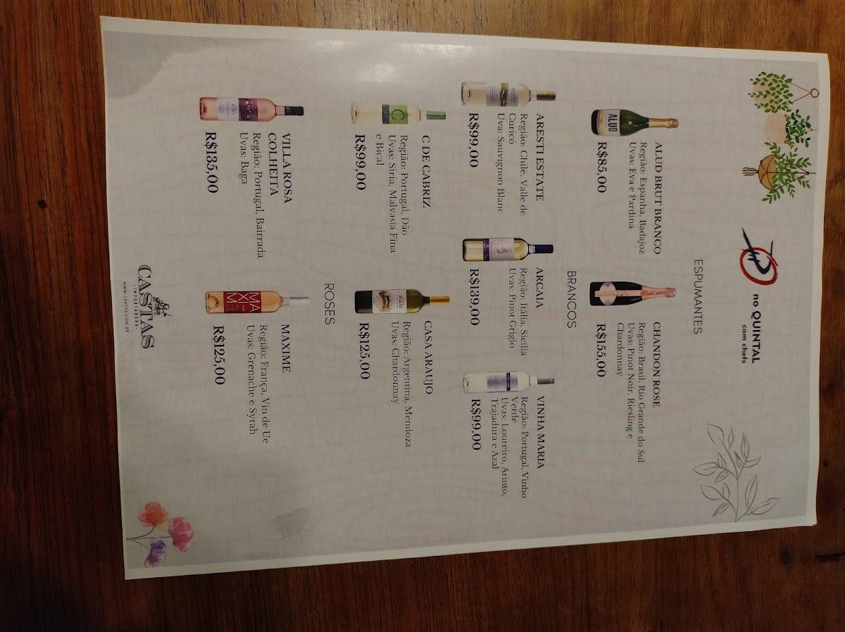 No Quintal com Chefs cardápio