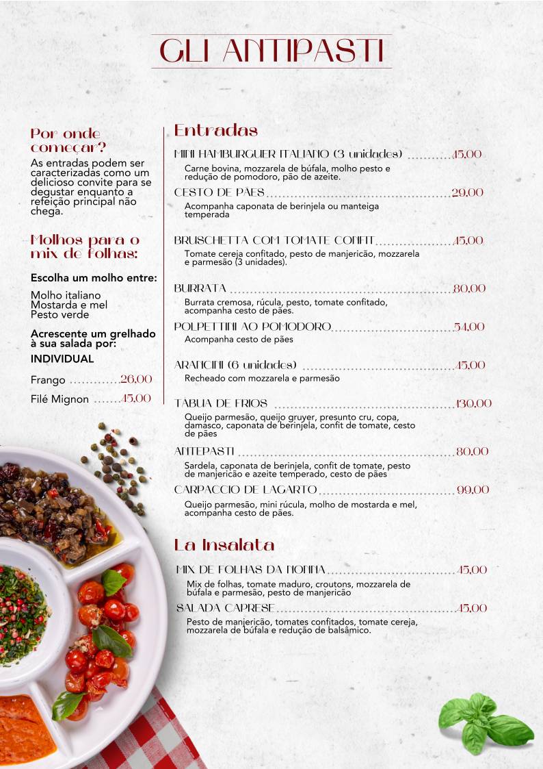 Nonna Augusta Trattoria: Comida Italiana Asa Norte Brasília cardápio