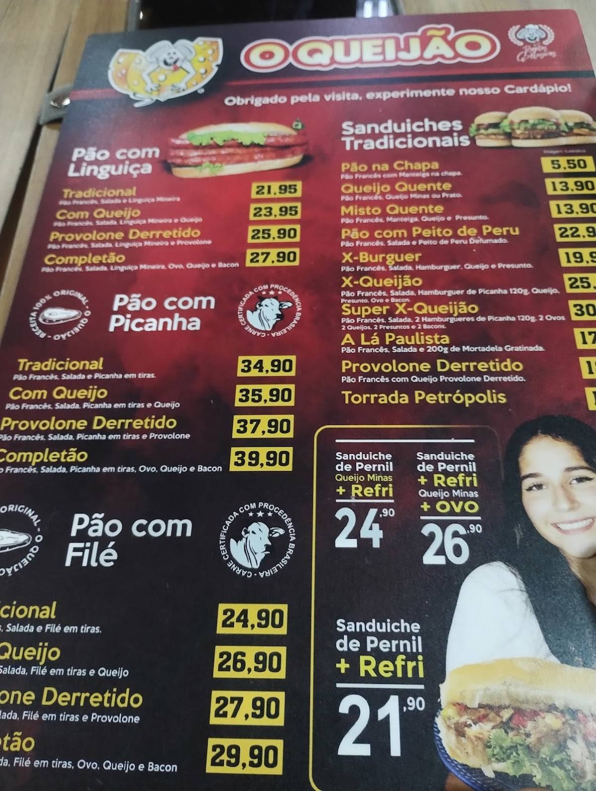 O Queijão cardápio