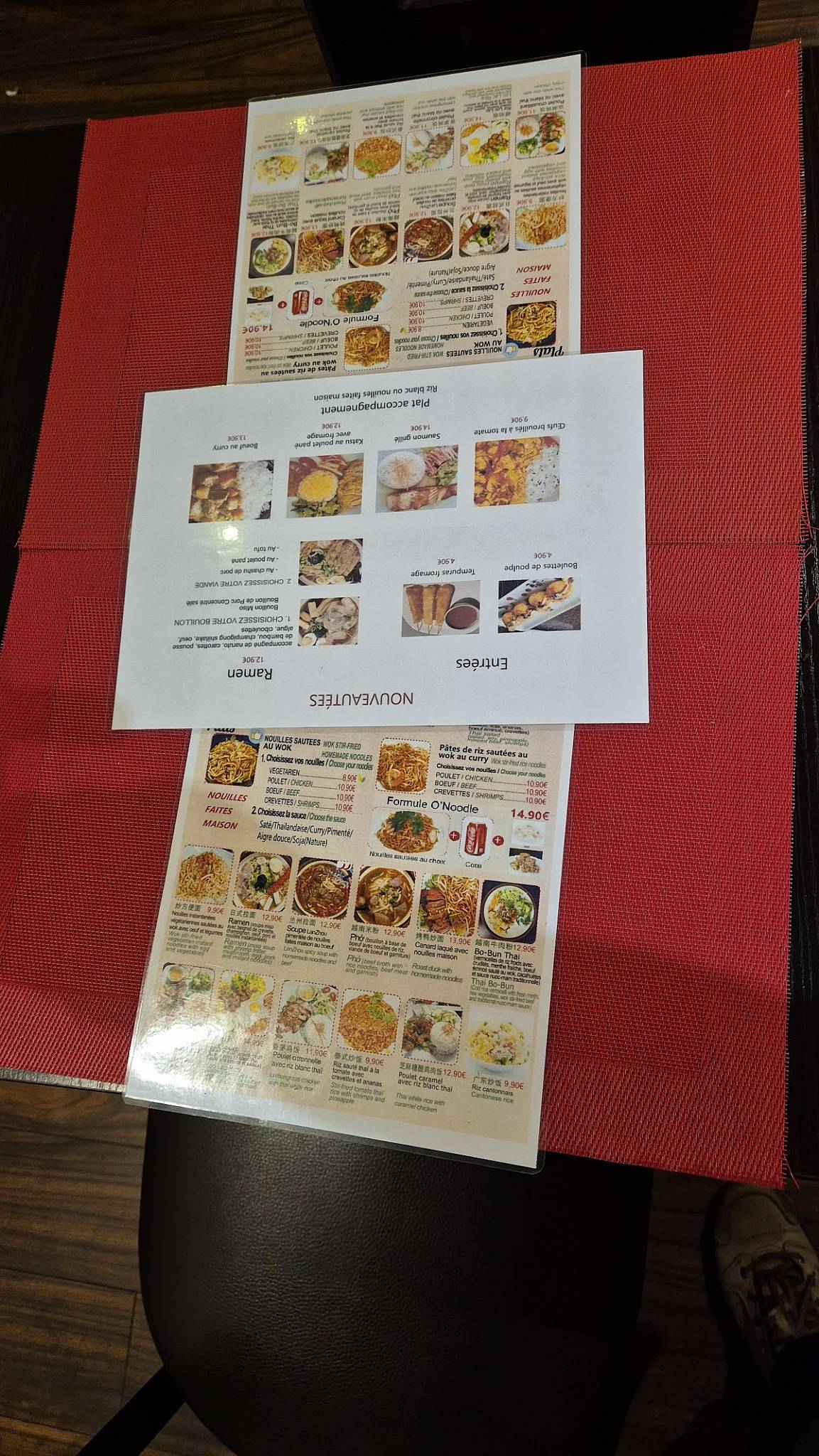 Menu de Ô’Noodle