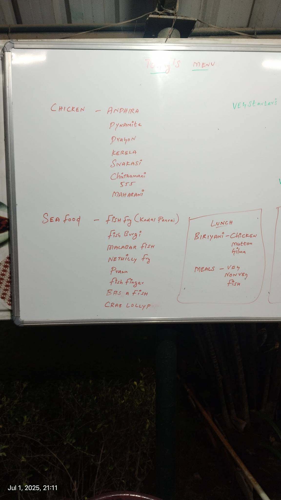 Ocean Restaurant menu