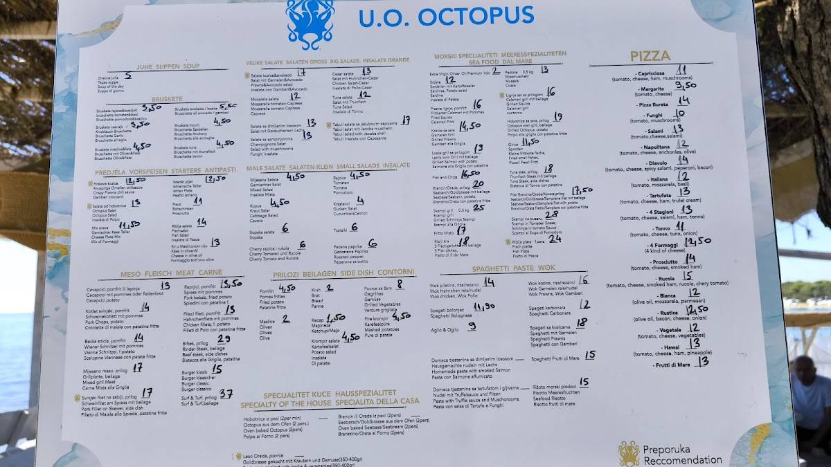 Menu di Octopus 