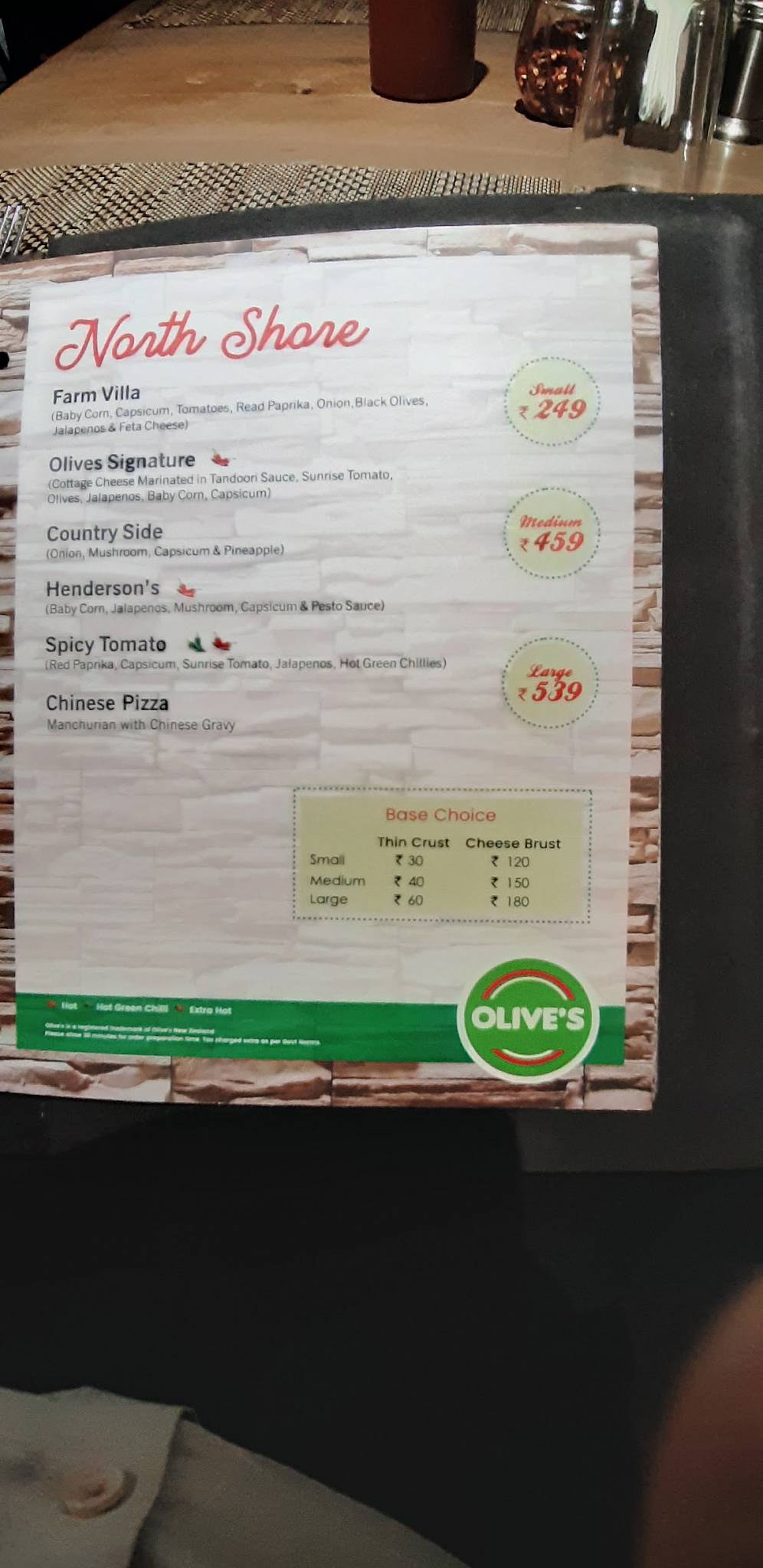 Menu at Olive's Pizza & Sizzlers, Vadodara