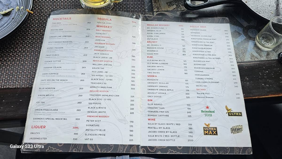 Onesta Gokulam Mysore menu
