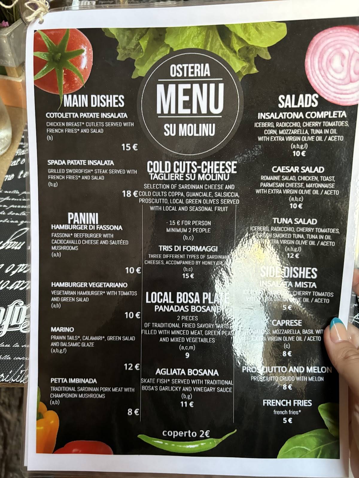 Menu di Osteria Su Molinu 