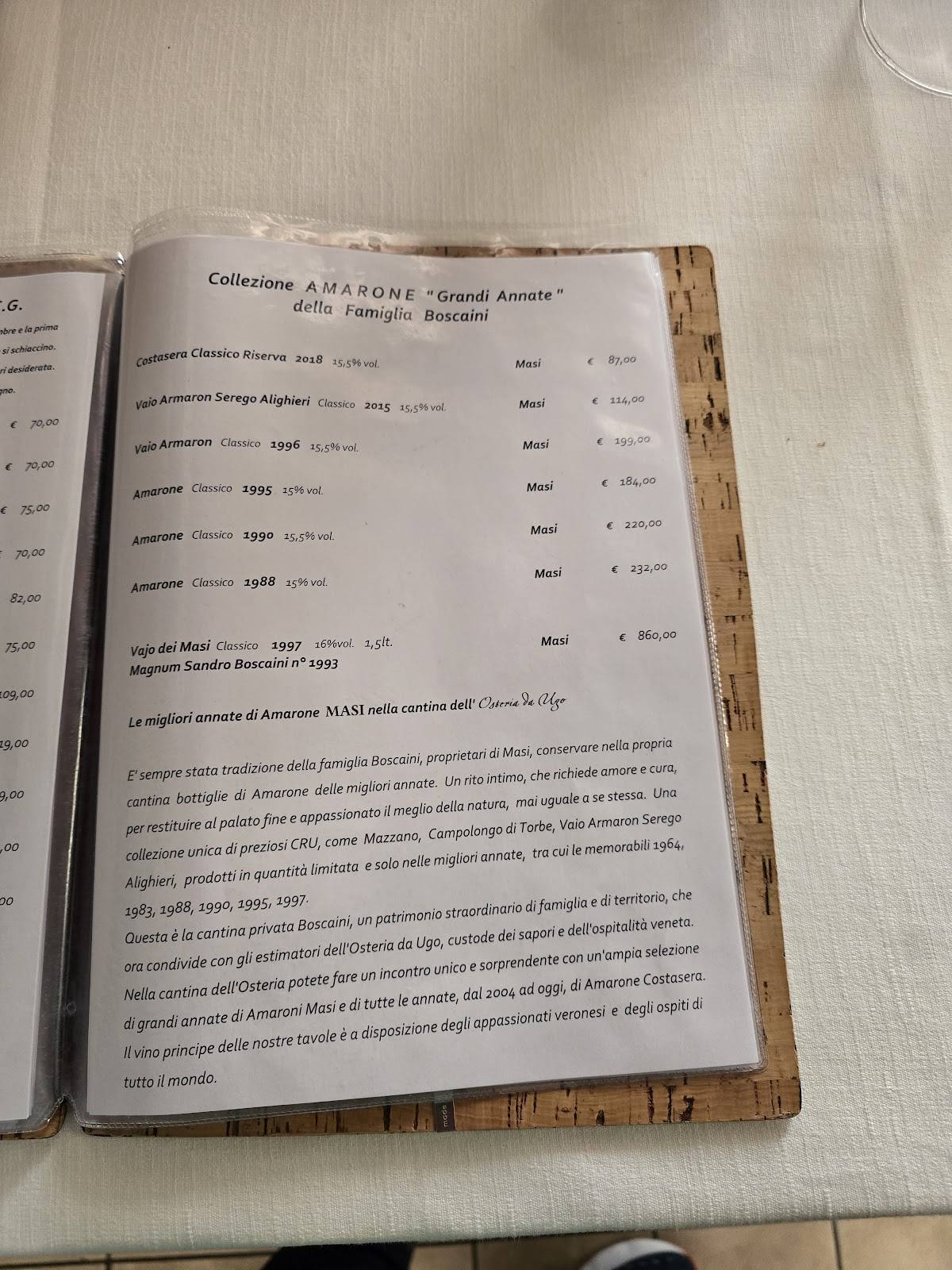 Menu di Osteria da Ugo 