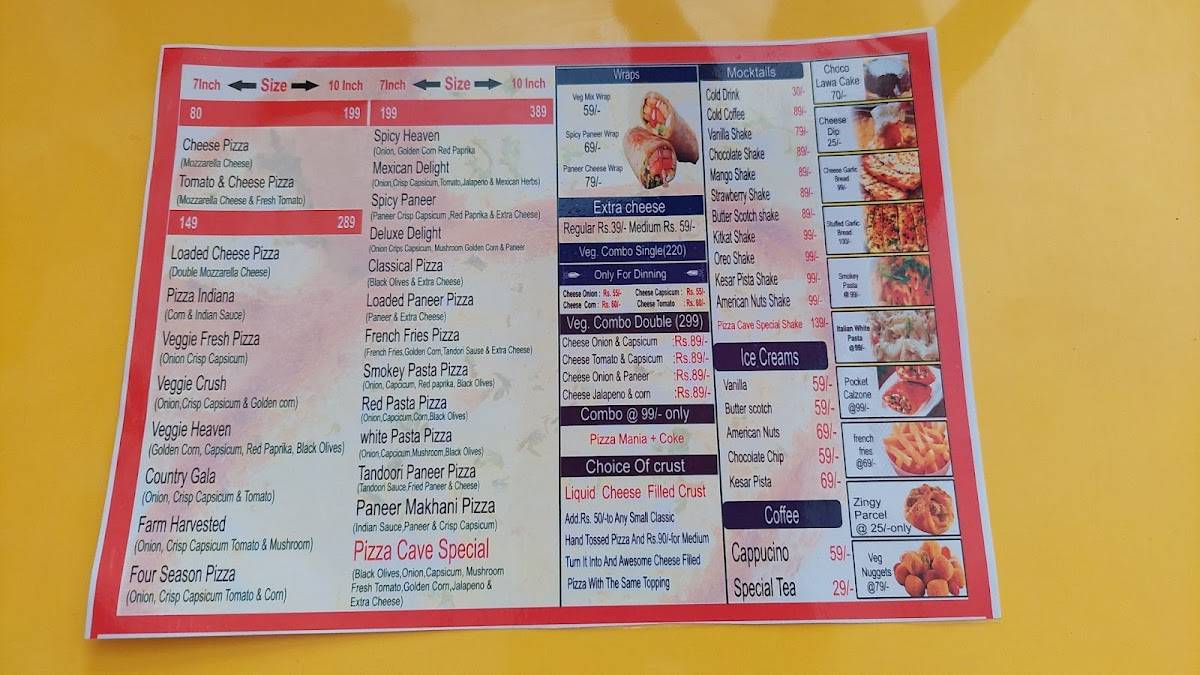 PIZZA CAVE menu