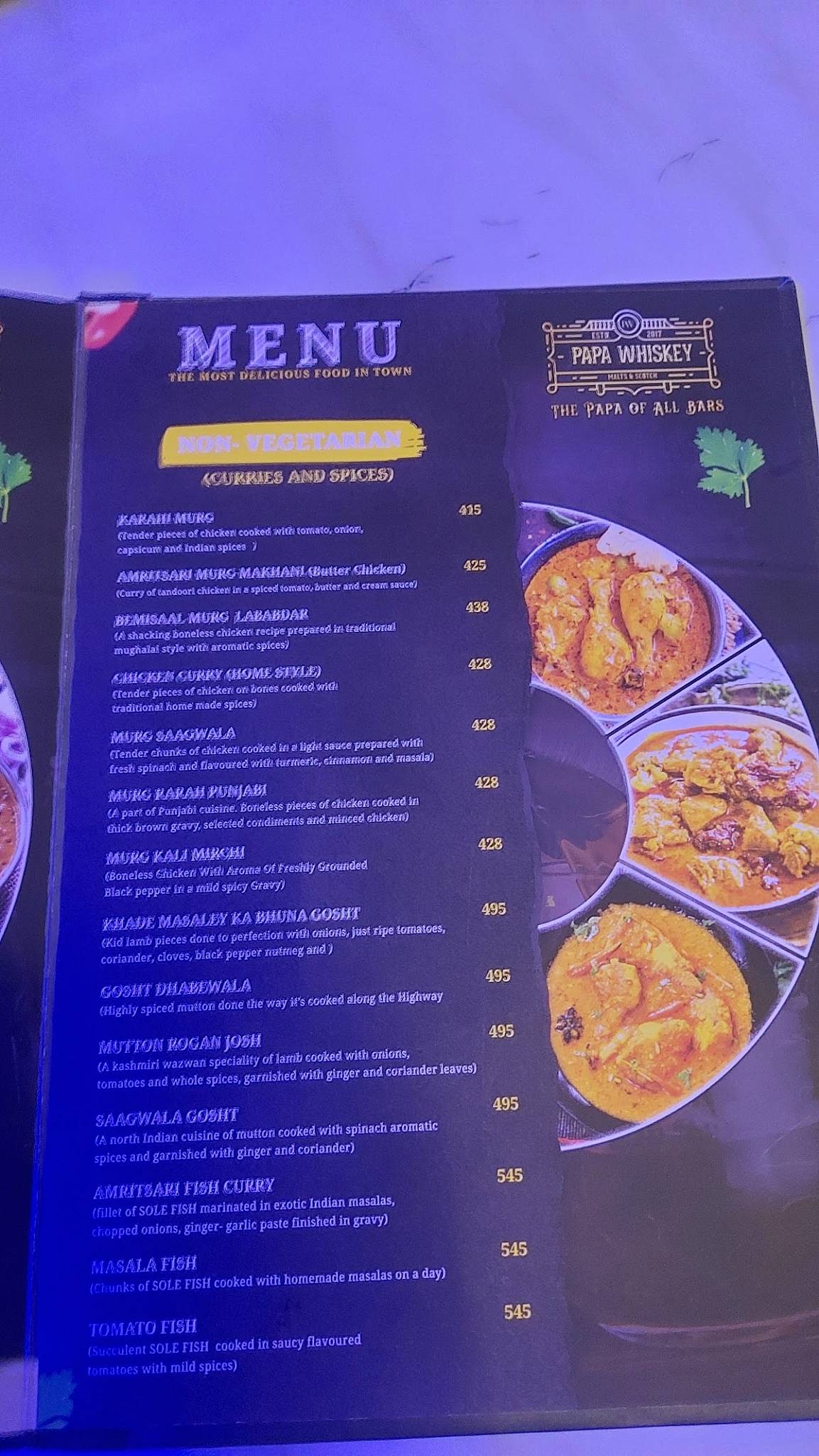 Papa Whiskey Pathankot menu