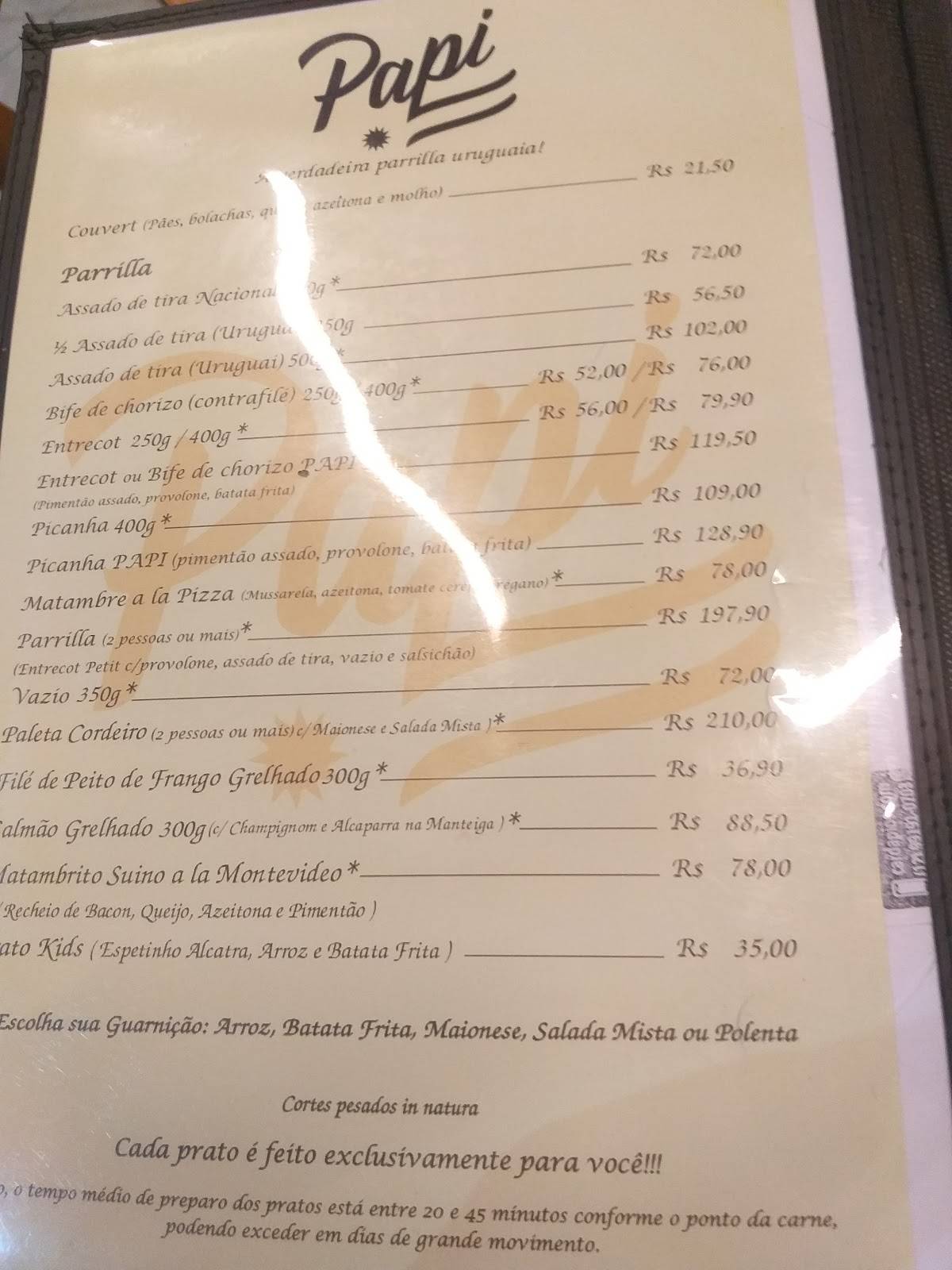 Papi Parrillada cardápio