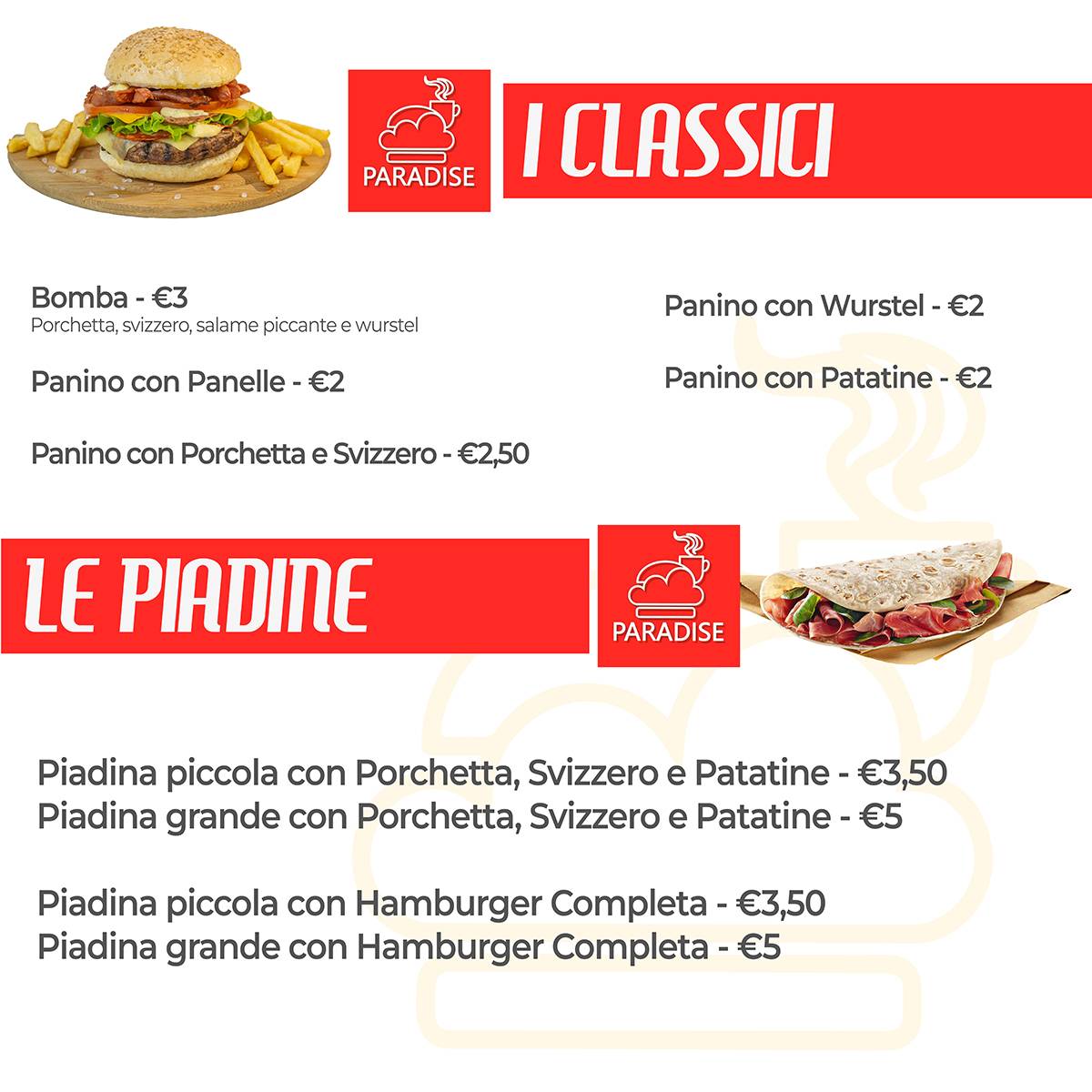Menu di Paradise Café 