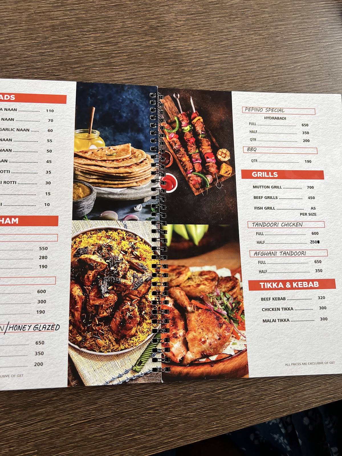 Pepino Restaurant & Caterers menu