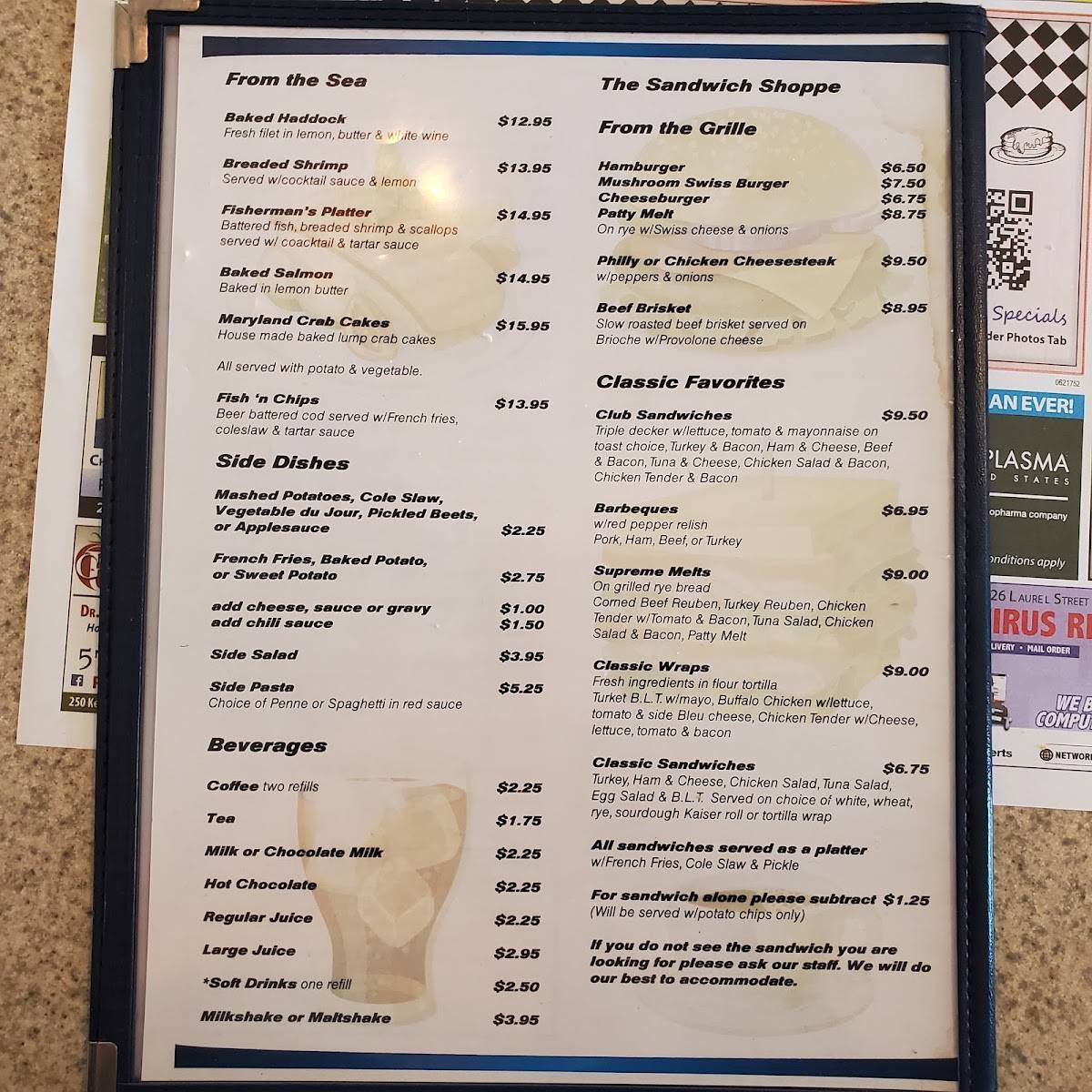 Menu at Pittston Diner restaurant, Pittston, 335 Laurel St