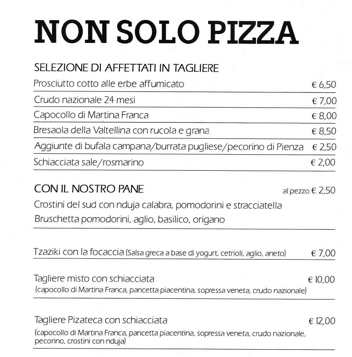 Menu di Pizateca 