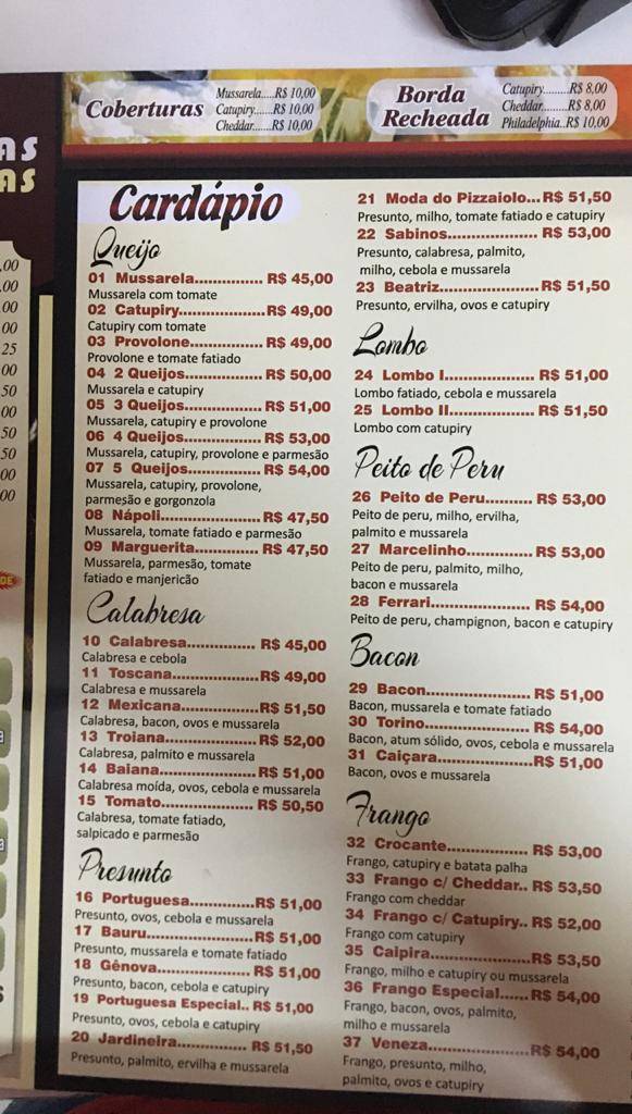 Pizzaria Brasil cardápio