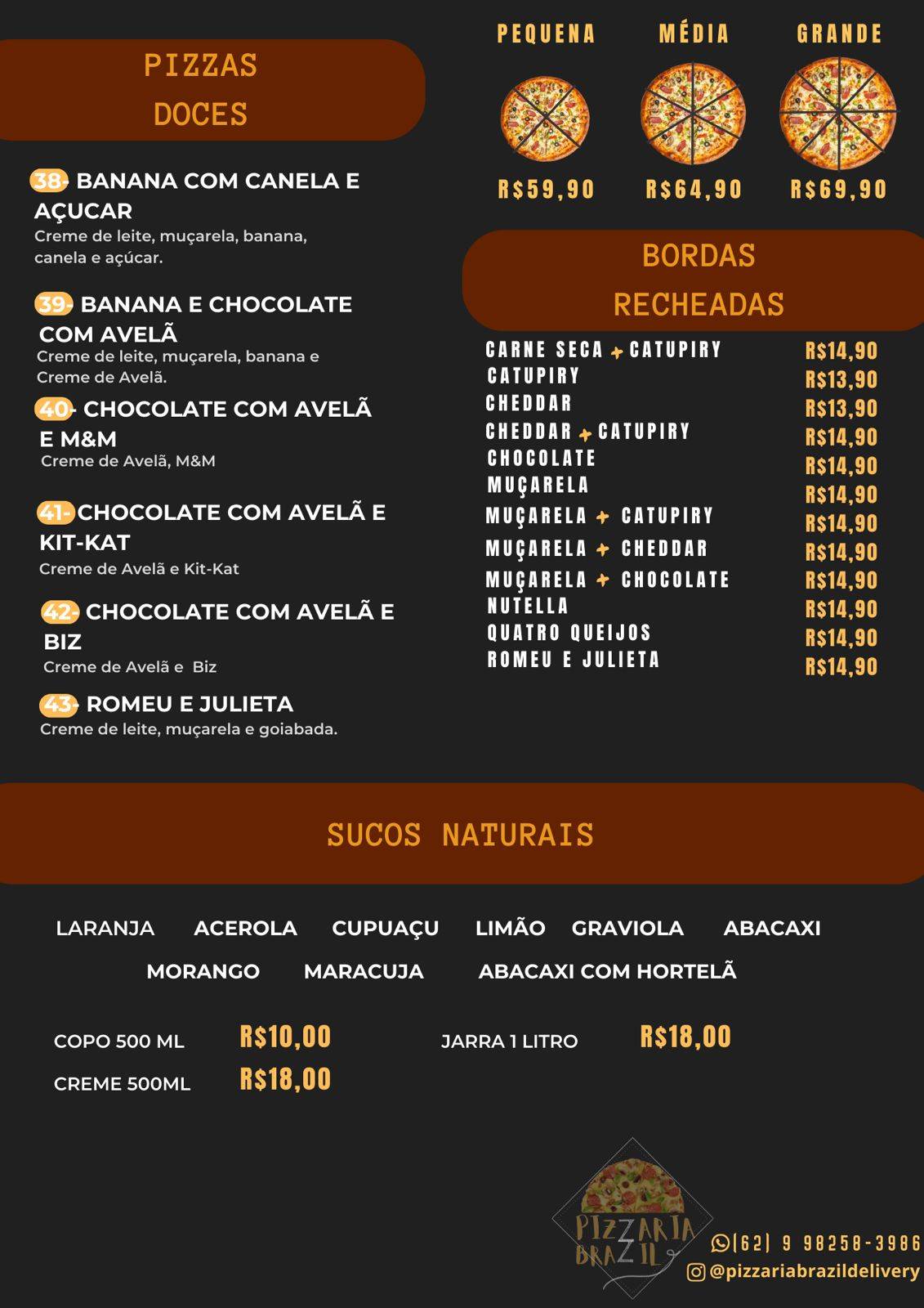 Pizzaria Brazil cardápio