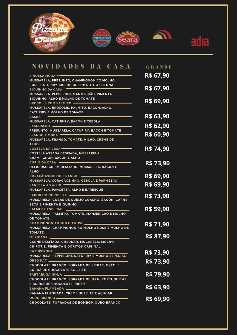 Pizzaria da Praça cardápio