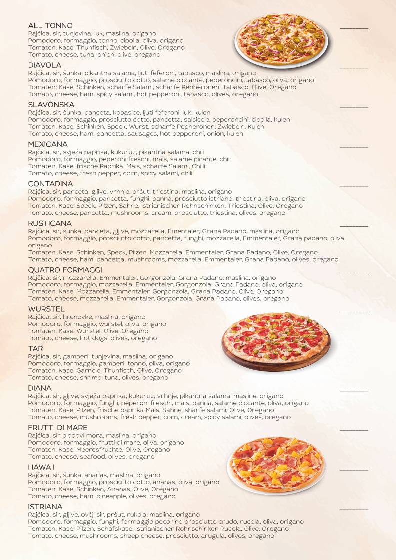 Menu di Pizzeria Capri 