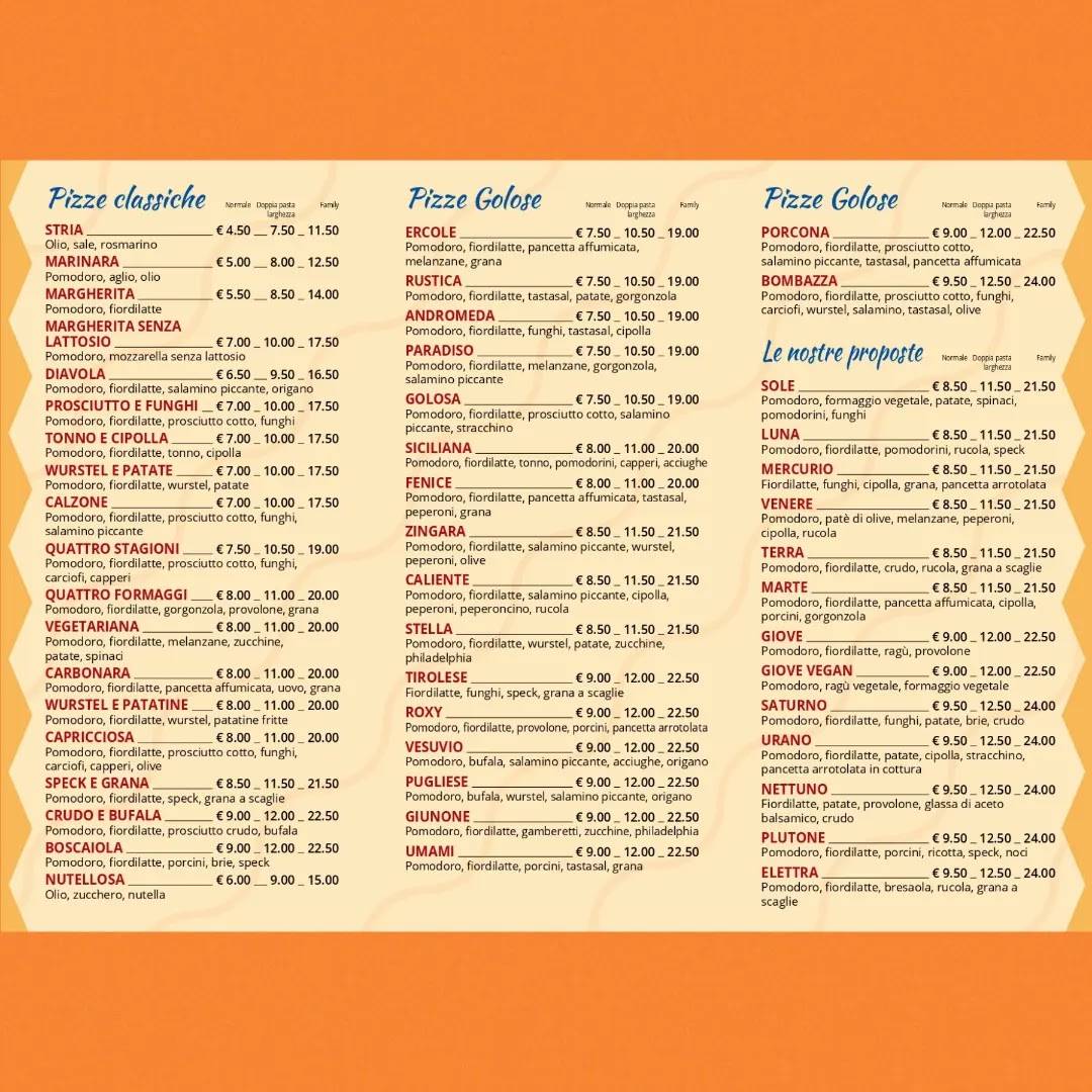 Menu di Pizzeria Giove 
