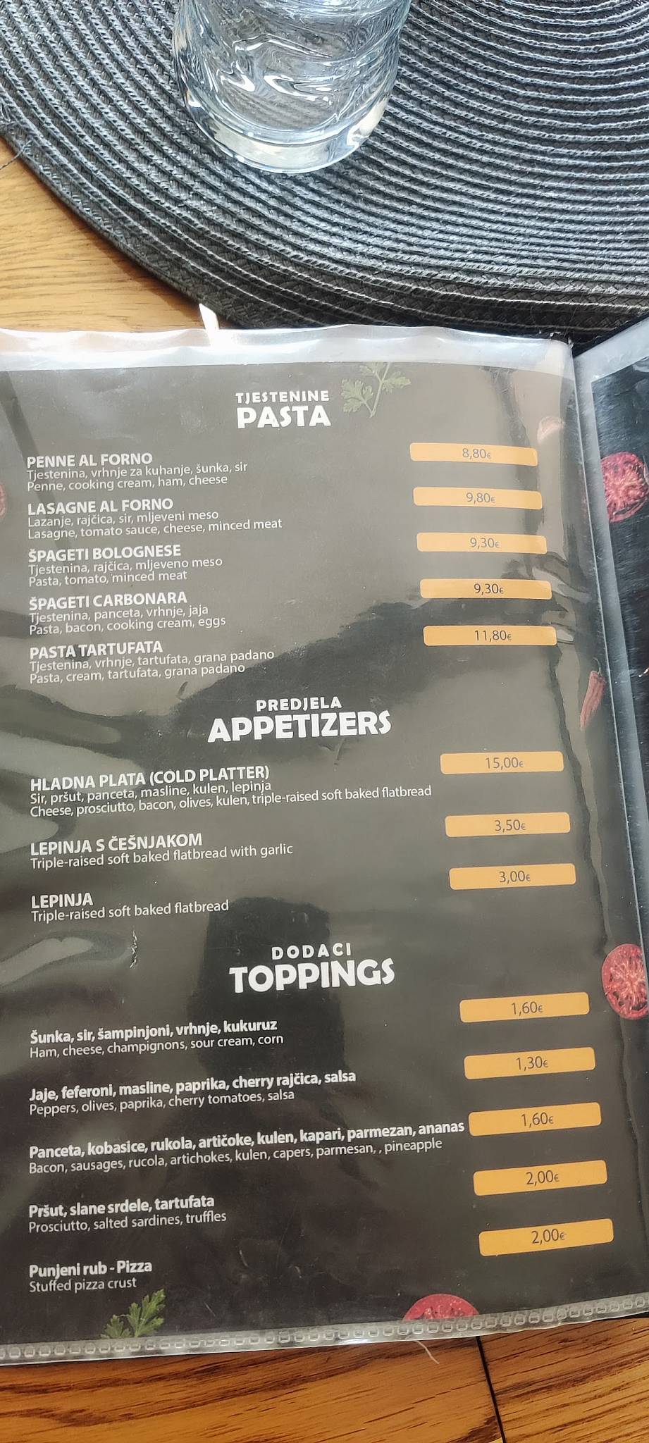 Menu di Pizzeria LEMA 