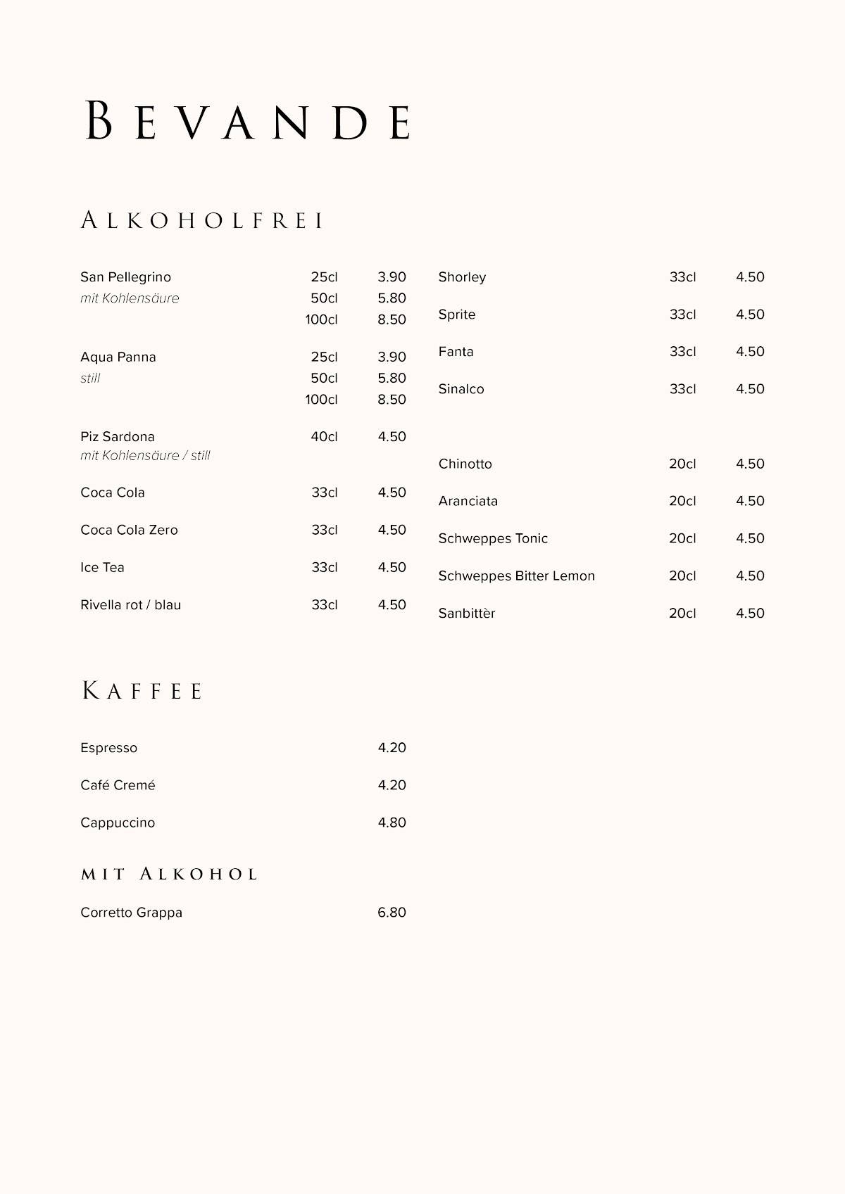 Menu di Pizzeria Löwen 