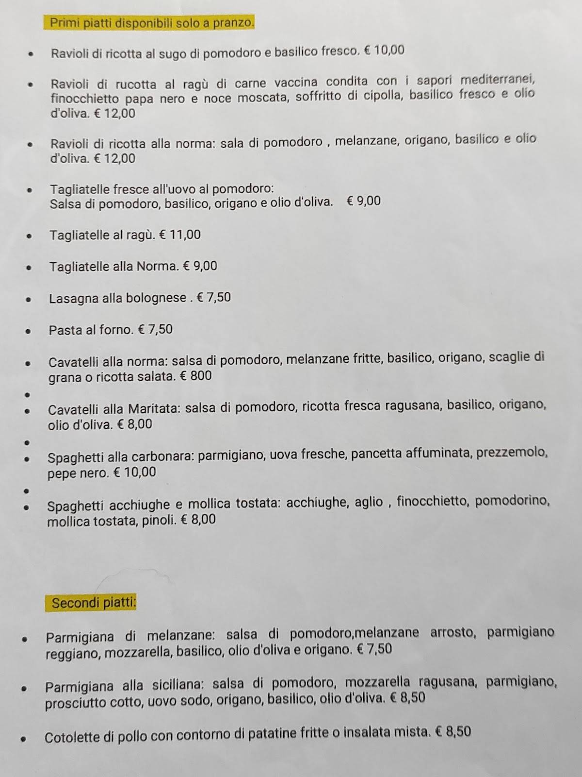Menu di Pizzeria Nonna Maria Frazzata & co. Since 1951 