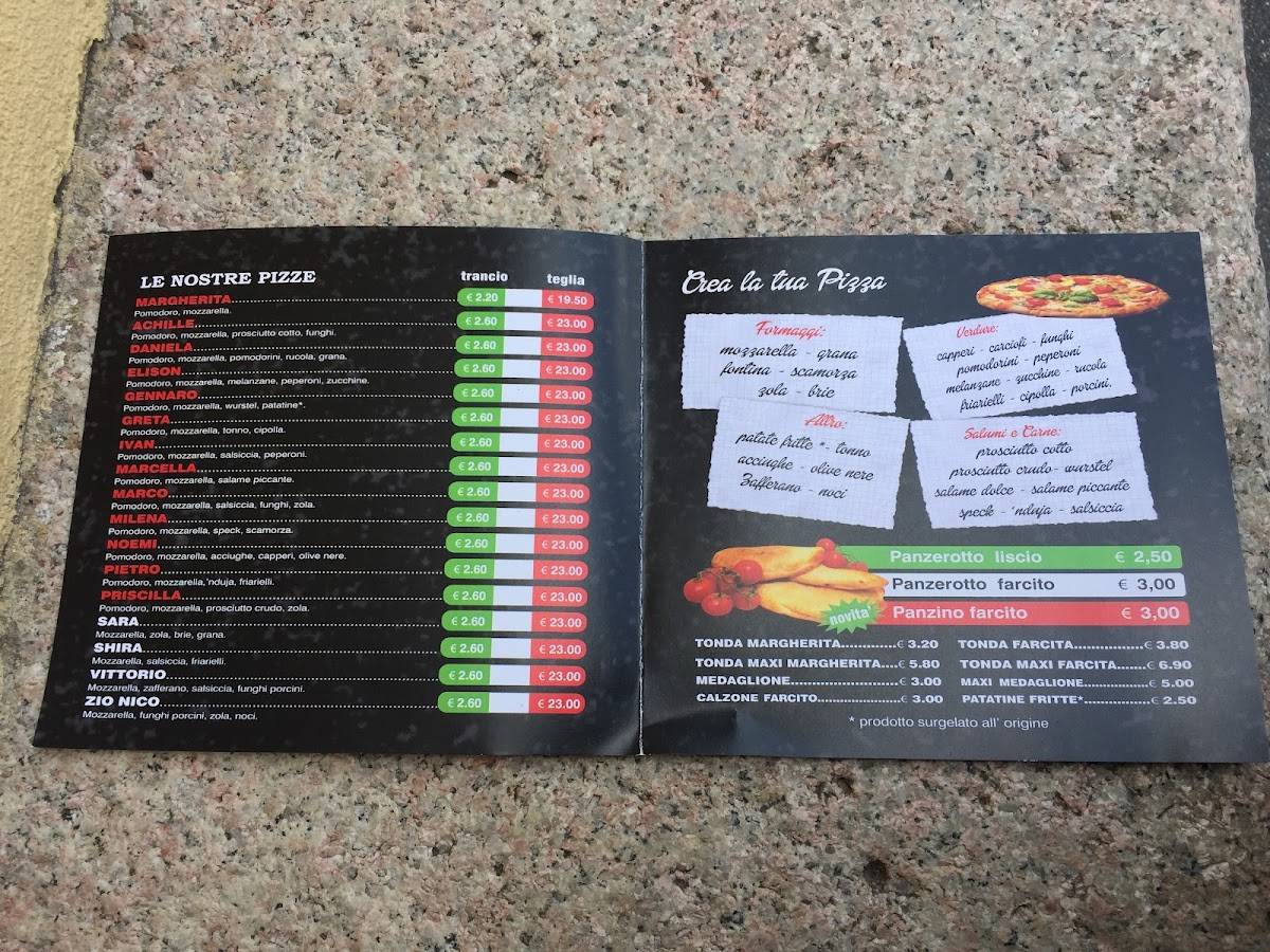 Menu di Pizzeria Panzerotteria Zio Nico 
