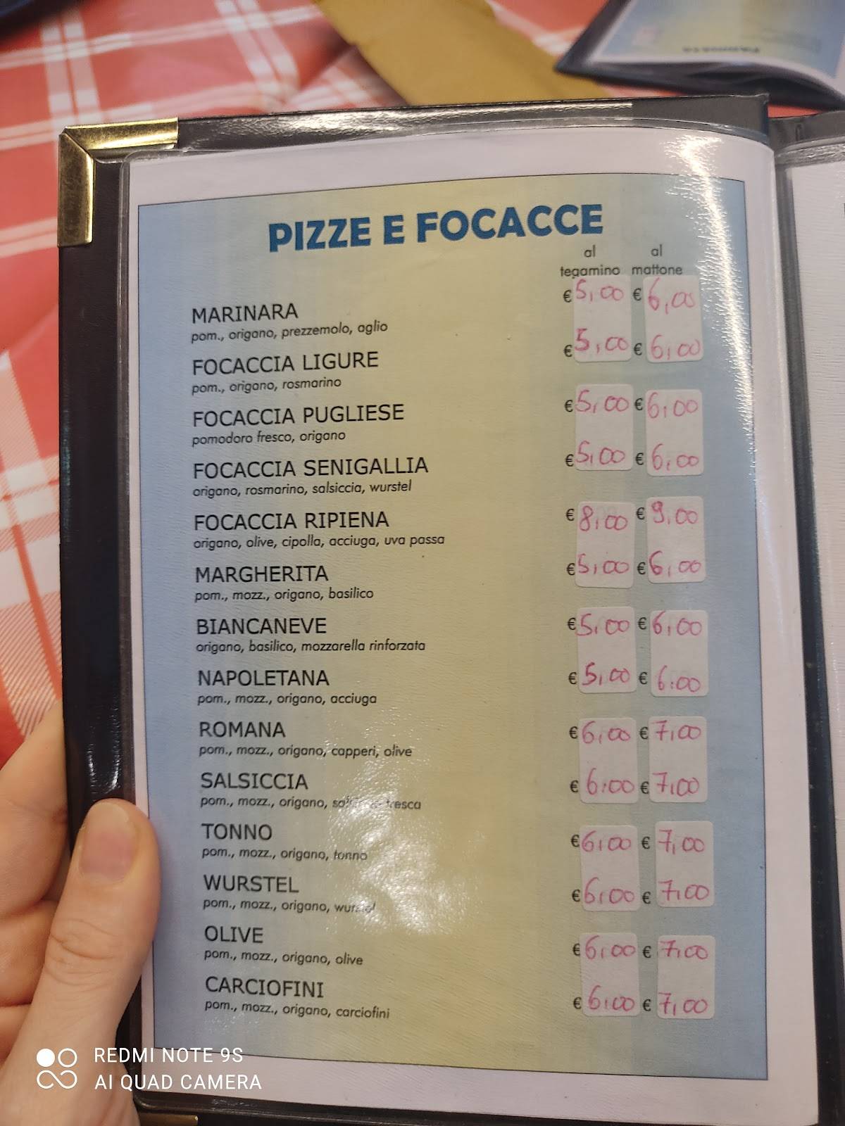 Menu di Pizzeria Papillon 