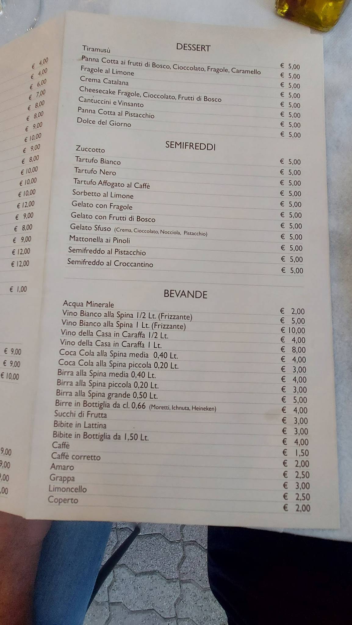 Menu di Pizzeria Ristorante Maroni Di Maroni Daniela 