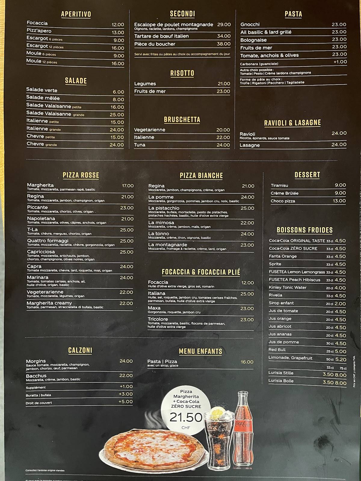 Menu di Restaurant - Pizzeria T-La 