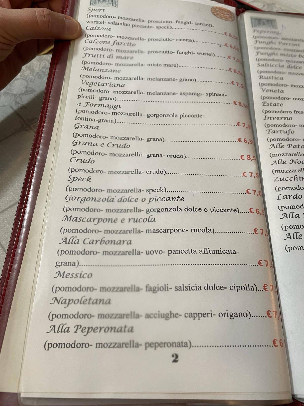 Menu di Pizzeria al Porton 